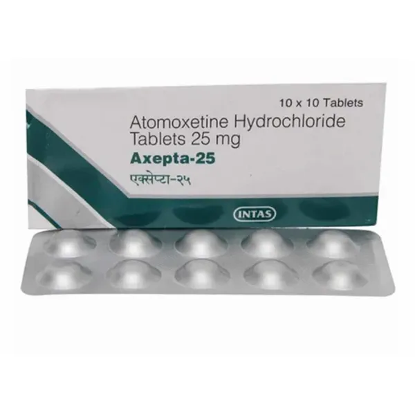 25mg Axepta Atomoxetine Hydrochloride Tablets 25mg — Buy Online from NexCure Health