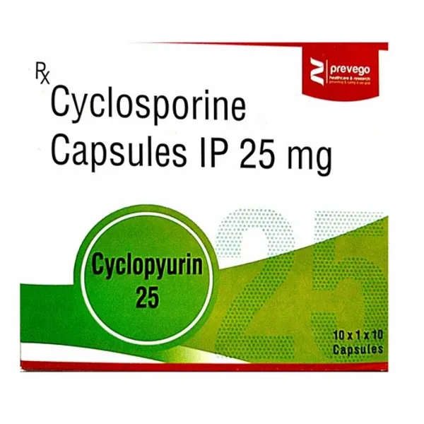 25mg Cyclopyurin Cyclosporine Capsules IP 25mg — Buy Online from NexCure Health
