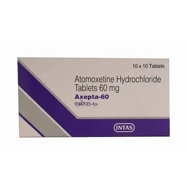 60mg Axepta Atomoxetine Hydrochloride Tablets 60mg — Buy Online from NexCure Health