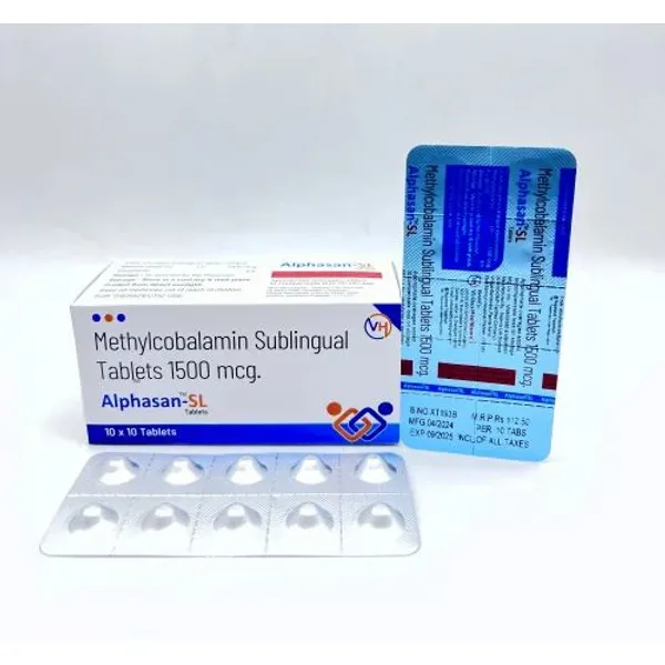 ALPHASAN SL TAB methylcobalamin sublingual 1500 mcg USES 1500 mcg — Buy Online