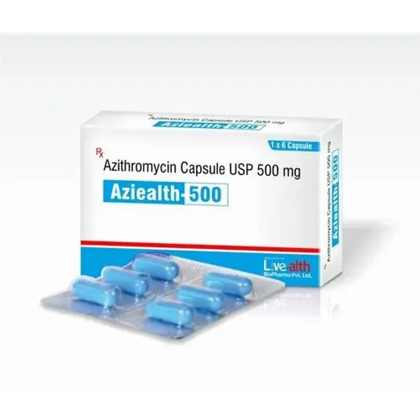 Aziealth-500 Azithromycin 500mg Capsule 500mg — Buy Online from NexCure Health