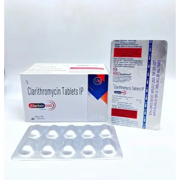 CLARIVIR 500 TABLET Clarithromycin Tablets 500 Mg 500 Mg — Buy Online from NexCure Health