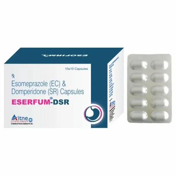 Eserfum Esomeprazole 40mg + Domepridone 15mg Capsule 40mg — Buy Online from NexCure Health