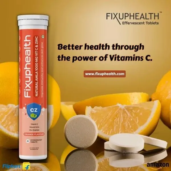 Fixuphealth Amla, Vitamin C & Zinc Effervescent Tablets — Buy Online from NexCure Health