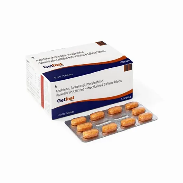 Getfast Aceclofenac Paracetamol Caffeine Tablets — Buy Online from NexCure Health
