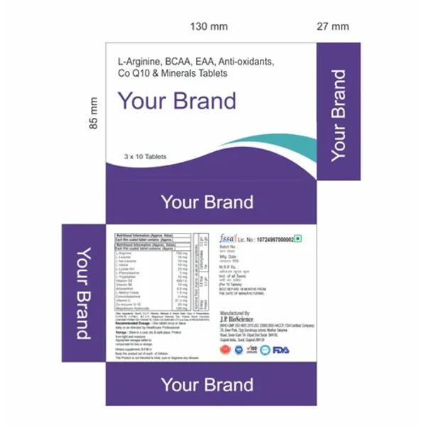 L-Arginine, BCAA, EAA, Anti-Oxidants, Co Q10 & Minerals Tablets — Buy Online from NexCure Health