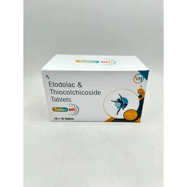 TODLAC MR TABLET Etodolac 400mg & Thiocolchicoside 4mg 400mg — Buy Online from NexCure Health
